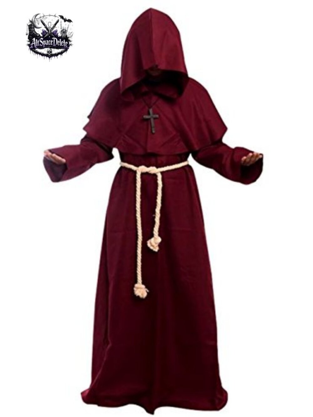 Friar Medieval Hooded Monk Renaissance Priest Robe Costume Cosplay